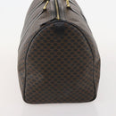 CELINE Macadam Canvas Boston Bag PVC Leather Black Gold Auth 183233-5