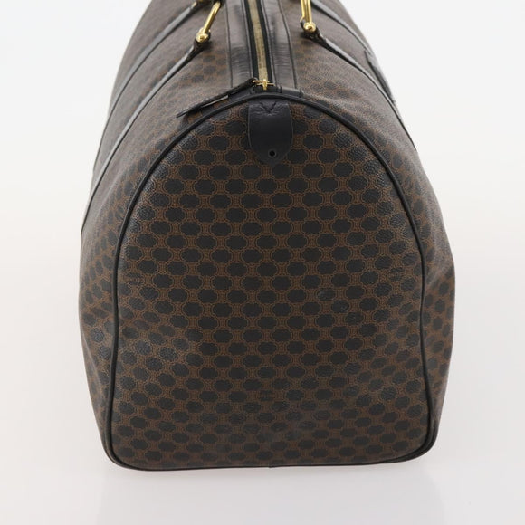 CELINE Macadam Canvas Boston Bag PVC Leather Black Gold Auth 183233
