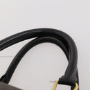 CELINE Macadam Canvas Boston Bag PVC Leather Black Gold Auth 183233-8
