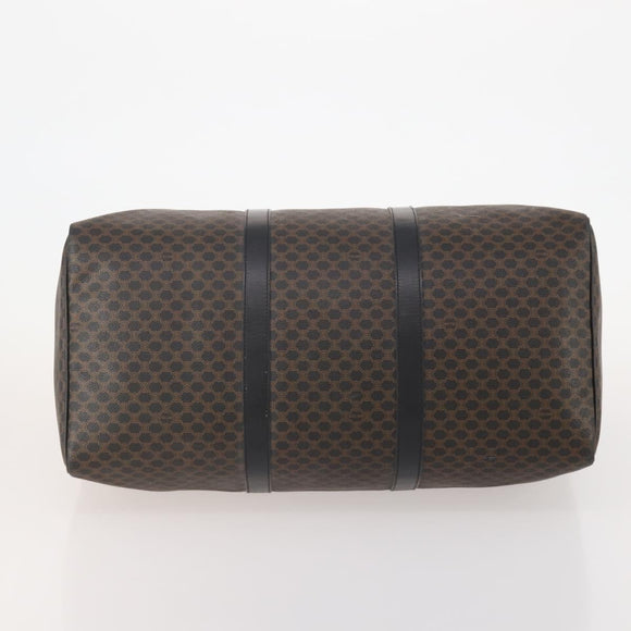CELINE Macadam Canvas Boston Bag PVC Leather Black Gold Auth 183233