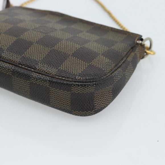 LOUIS VUITTON Damier Ebene Mini Pochette Accessoires Pouch N58009 LV Auth 183239