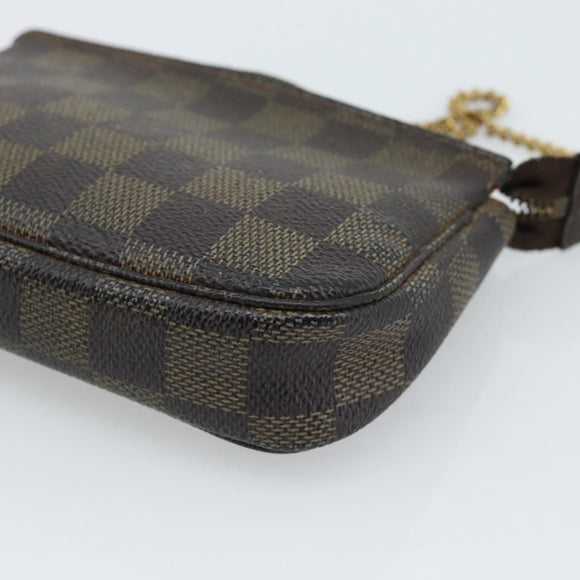 LOUIS VUITTON Damier Ebene Mini Pochette Accessoires Pouch N58009 LV Auth 183239
