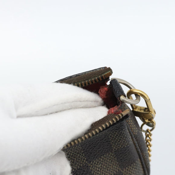 LOUIS VUITTON Damier Ebene Mini Pochette Accessoires Pouch N58009 LV Auth 183239