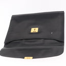HERMES Kirius Business Bag Leather Black Gold Auth 183240-10