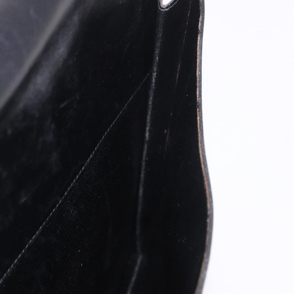 HERMES Kirius Business Bag Leather Black Gold Auth 183240