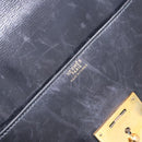 HERMES Kirius Business Bag Leather Black Gold Auth 183240-21