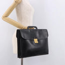 HERMES Kirius Business Bag Leather Black Gold Auth 183240-25