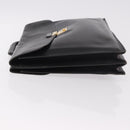 HERMES Kirius Business Bag Leather Black Gold Auth 183240-4