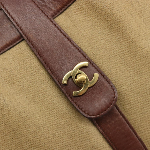 CHANEL Tragetasche Beschichtetes Canvas Beige Gold CC Original 183241