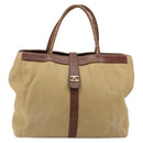 CHANEL Tragetasche Beschichtetes Canvas Beige Gold CC Original 183241-13