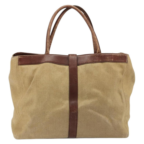 CHANEL Tragetasche Beschichtetes Canvas Beige Gold CC Original 183241