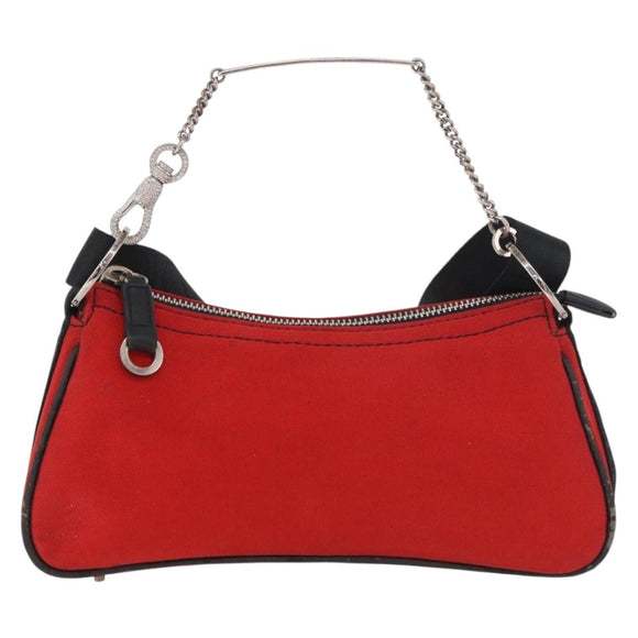 Christian Dior Hardcore Shoulder Bag Canvas Silver Red Auth 183247