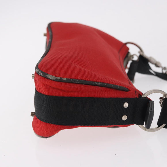Christian Dior Hardcore Shoulder Bag Canvas Silver Red Auth 183247