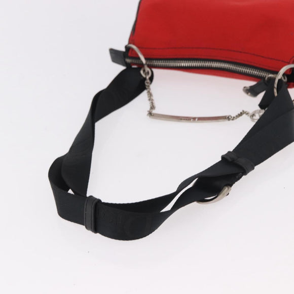 Christian Dior Hardcore Shoulder Bag Canvas Silver Red Auth 183247