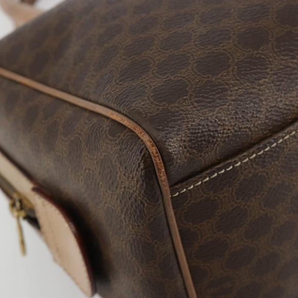CELINE Macadam Canvas Hand Bag PVC Leather Brown Gold Auth 183253