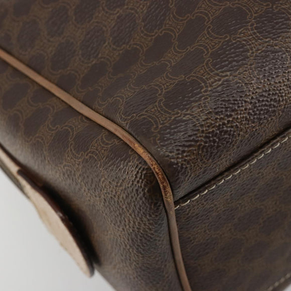 CELINE Macadam Canvas Hand Bag PVC Leather Brown Gold Auth 183253