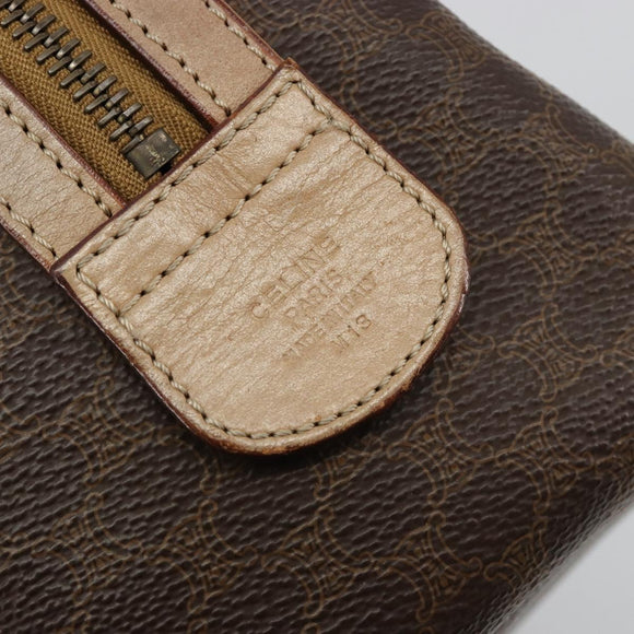 CELINE Macadam Canvas Hand Bag PVC Leather Brown Gold Auth 183253