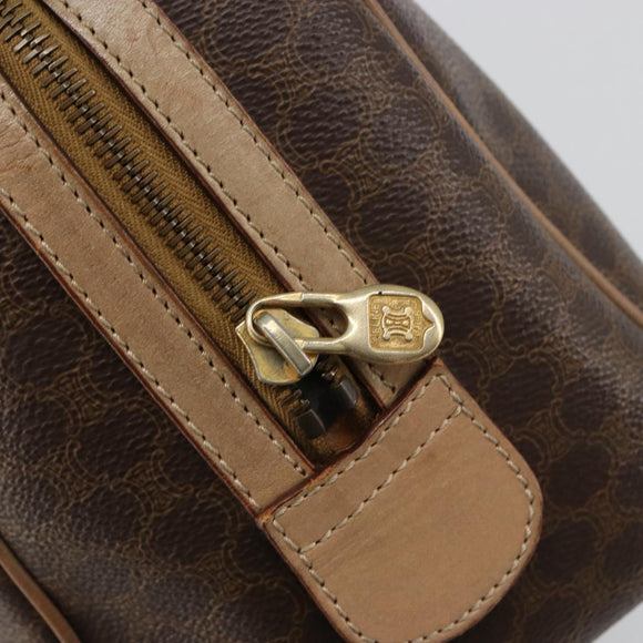 CELINE Macadam Canvas Hand Bag PVC Leather Brown Gold Auth 183253