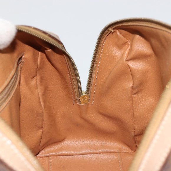 CELINE Macadam Canvas Hand Bag PVC Leather Brown Gold Auth 183253