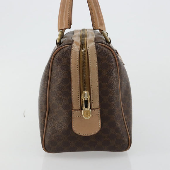 CELINE Macadam Canvas Hand Bag PVC Leather Brown Gold Auth 183253
