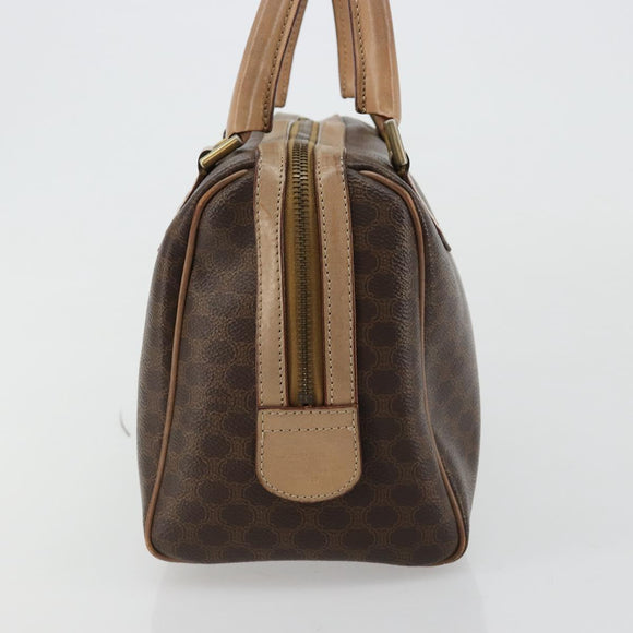 CELINE Macadam Canvas Hand Bag PVC Leather Brown Gold Auth 183253