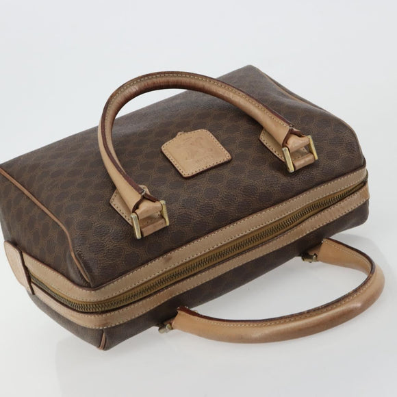 CELINE Macadam Canvas Hand Bag PVC Leather Brown Gold Auth 183253