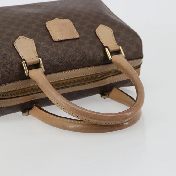 CELINE Macadam Canvas Hand Bag PVC Leather Brown Gold Auth 183253
