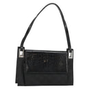 GUCCI Shoulder Bag Embossed leather Black Silver 001 3158 Auth 183254-1