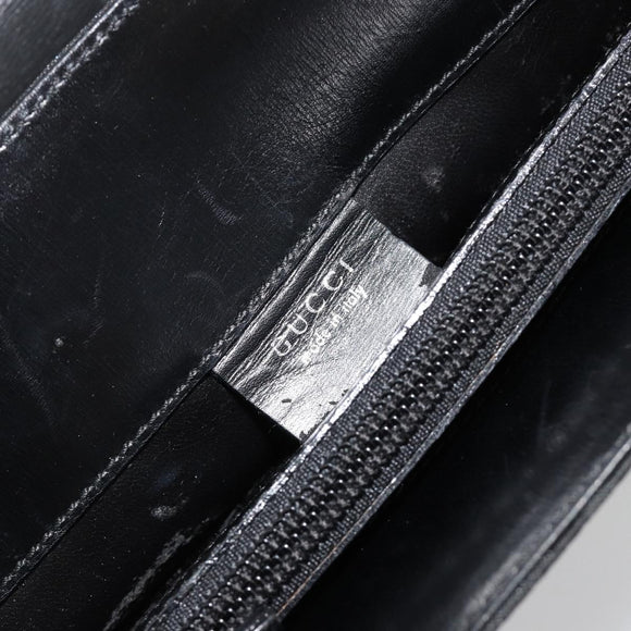 GUCCI Shoulder Bag Embossed leather Black Silver 001 3158 Auth 183254