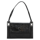 GUCCI Shoulder Bag Embossed leather Black Silver 001 3158 Auth 183254-13