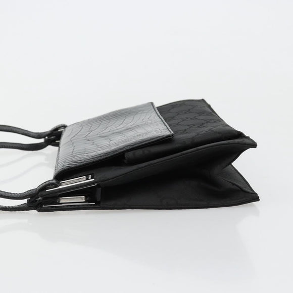 GUCCI Shoulder Bag Embossed leather Black Silver 001 3158 Auth 183254