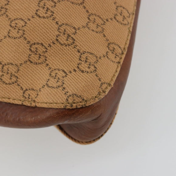 GUCCI GG Canvas Horsebit Shoulder Bag Beige 101975 Auth 183256A