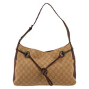 GUCCI GG Canvas Horsebit Shoulder Bag Beige 101975 Auth 183256A-2