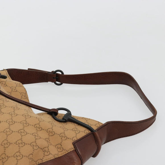 GUCCI GG Canvas Horsebit Shoulder Bag Beige 101975 Auth 183256A