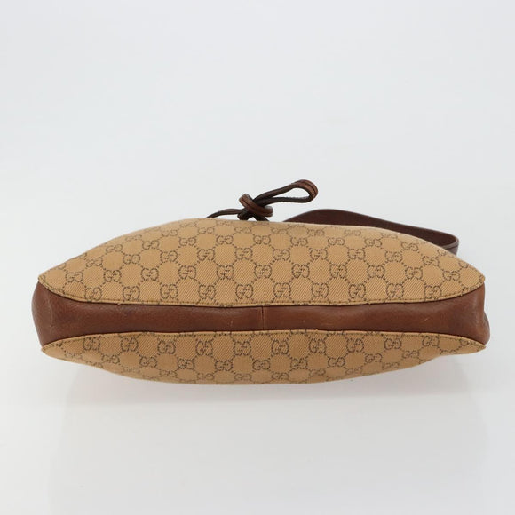 GUCCI GG Canvas Horsebit Shoulder Bag Beige 101975 Auth 183256A