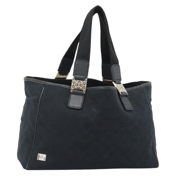 GUCCI GG Canvas Tote Bag Black Gold 145758 Auth 183257