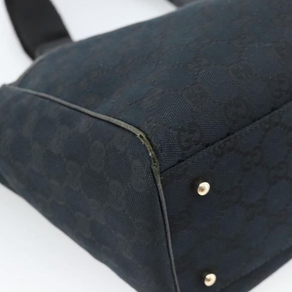 GUCCI GG Canvas Tote Bag Black Gold 145758 Auth 183257