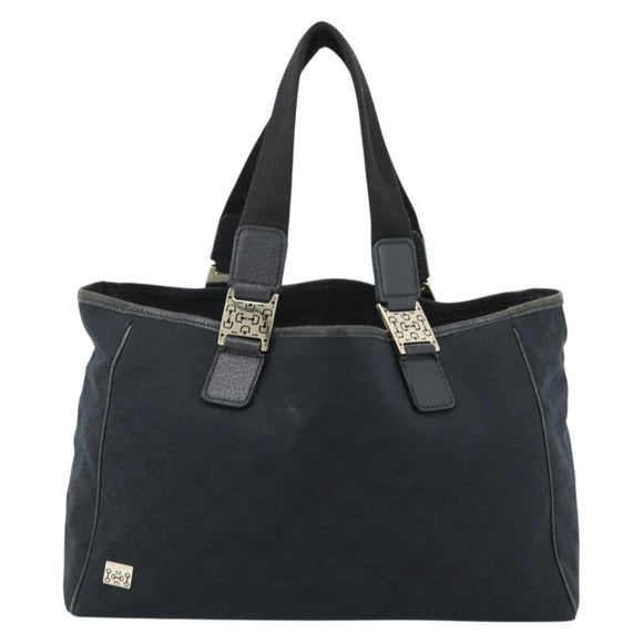 GUCCI GG Canvas Tote Bag Black Gold 145758 Auth 183257