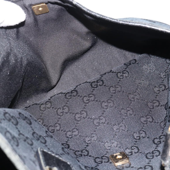 GUCCI GG Canvas Tote Bag Black Gold 145758 Auth 183257