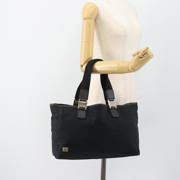 GUCCI GG Canvas Tote Bag Black Gold 145758 Auth 183257