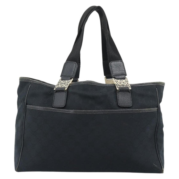 GUCCI GG Canvas Tote Bag Black Gold 145758 Auth 183257