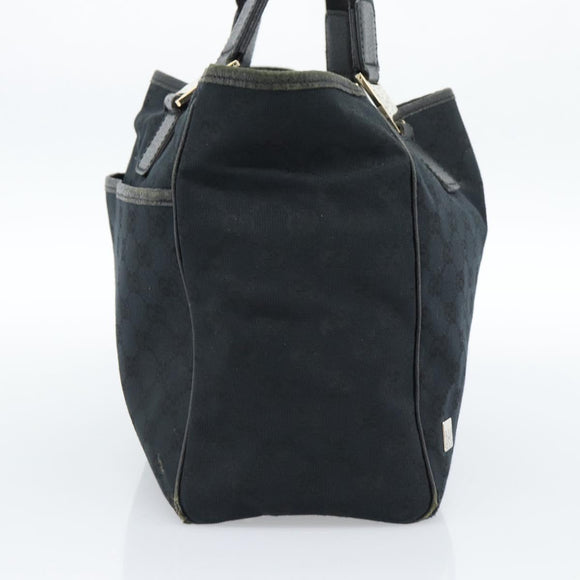 GUCCI GG Canvas Tote Bag Black Gold 145758 Auth 183257