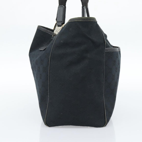 GUCCI GG Canvas Tote Bag Black Gold 145758 Auth 183257