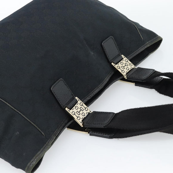 GUCCI GG Canvas Tote Bag Black Gold 145758 Auth 183257