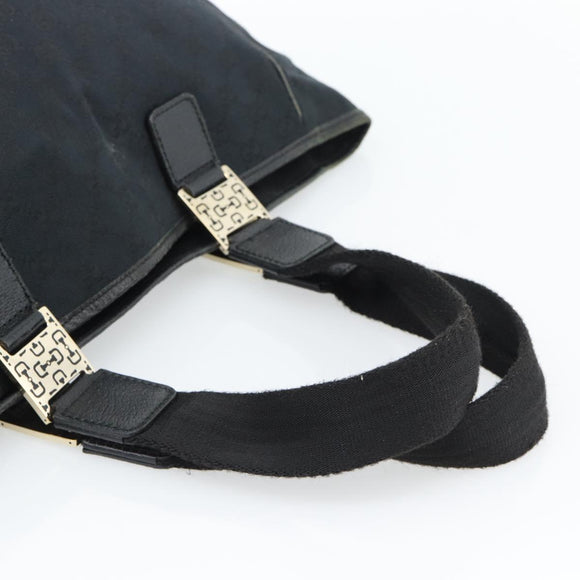 GUCCI GG Canvas Tote Bag Black Gold 145758 Auth 183257