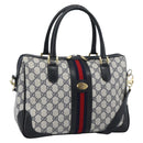 GUCCI GG Supreme Sherry Line Hand Bag PVC 2way Navy Gold 002 58 0033 Auth 183258-1
