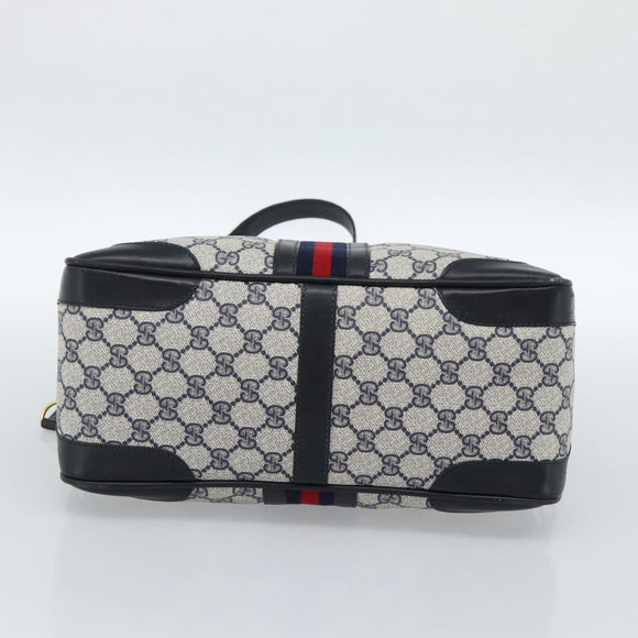 GUCCI GG Supreme Sherry Line Hand Bag PVC 2way Navy Gold 002 58 0033 Auth 183258