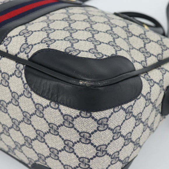 GUCCI GG Supreme Sherry Line Hand Bag PVC 2way Navy Gold 002 58 0033 Auth 183258