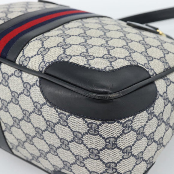 GUCCI GG Supreme Sherry Line Hand Bag PVC 2way Navy Gold 002 58 0033 Auth 183258