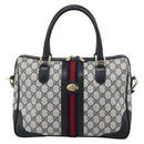 GUCCI GG Supreme Sherry Line Hand Bag PVC 2way Navy Gold 002 58 0033 Auth 183258-13